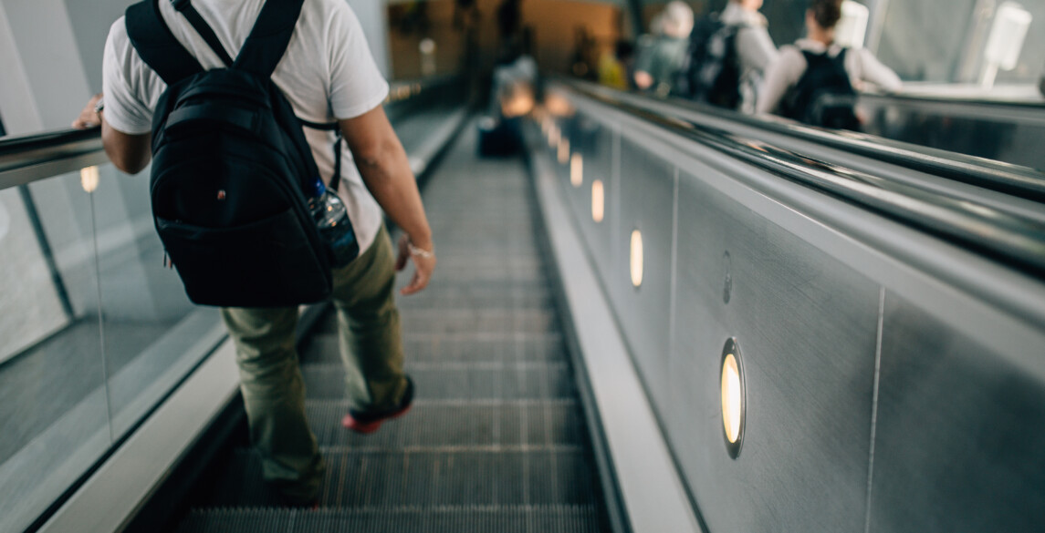 Escalator pictured descending