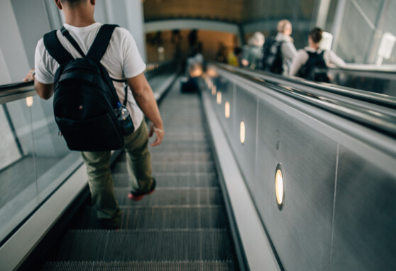 Escalator pictured descending