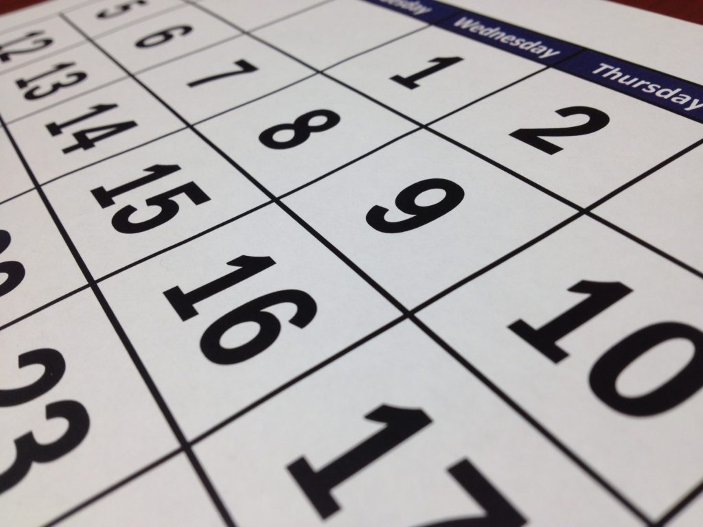 Closeup of calendar
