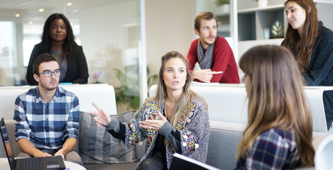 team members having a meeting