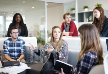 team members having a meeting