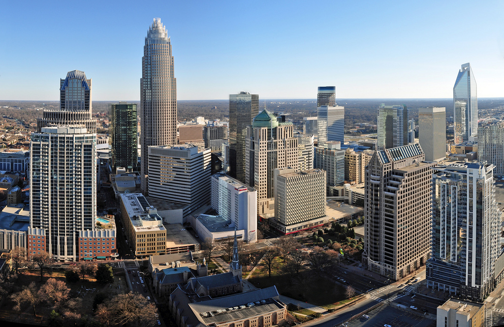 Arial view of downtown Charlotte