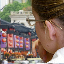 closeup of girl in china town