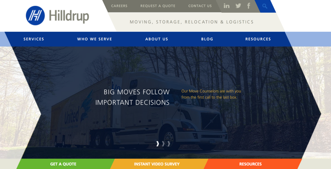 Hilldrup website homepage