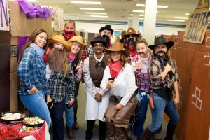 Hilldrup employees at Halloween dressed for the wild west