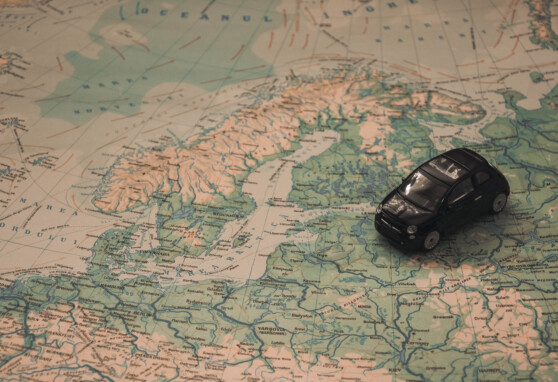 Toy car on a map