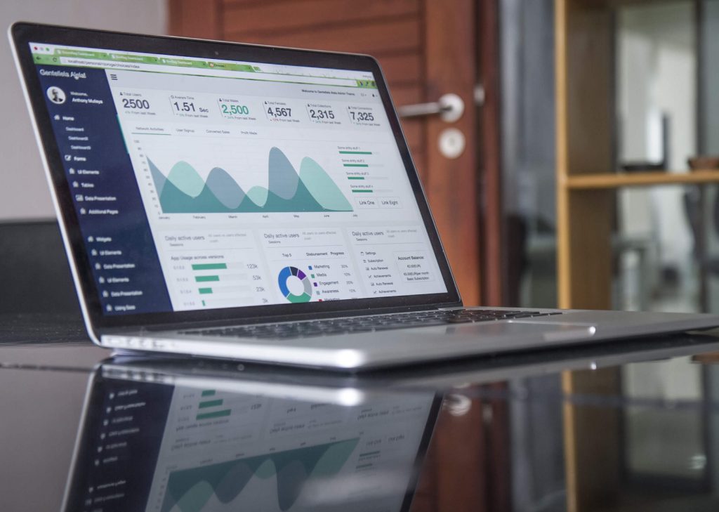 laptop with data displayed
