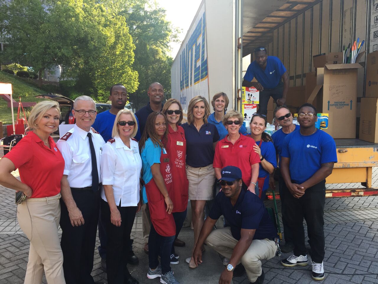 Donated items beside Hilldrup truck