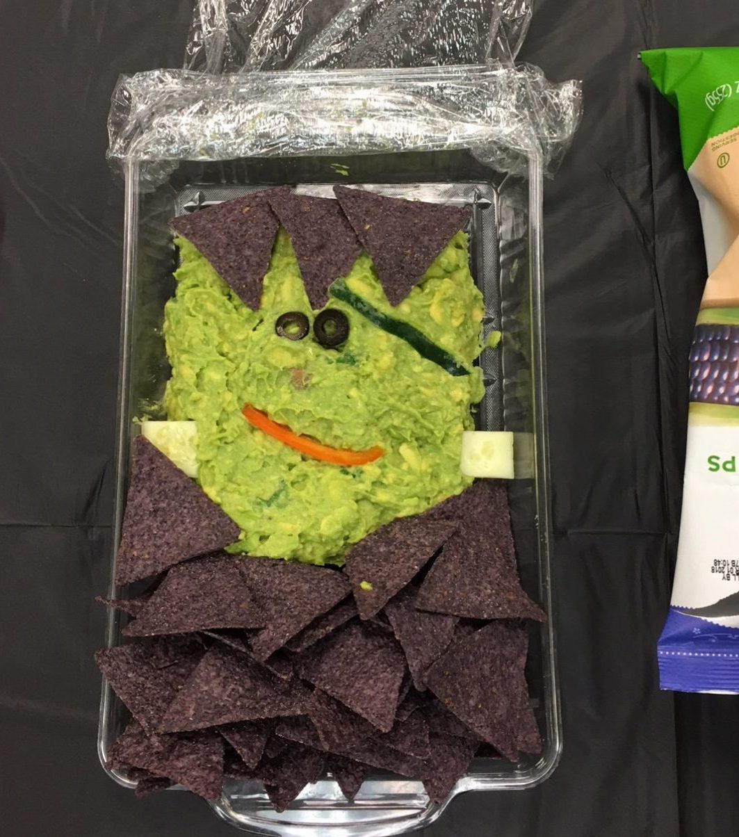 Halloween-inspired chip and guacamole dish