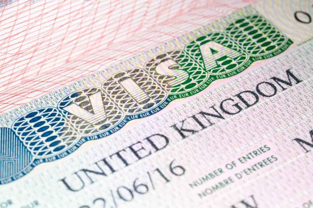 Close up of a visa