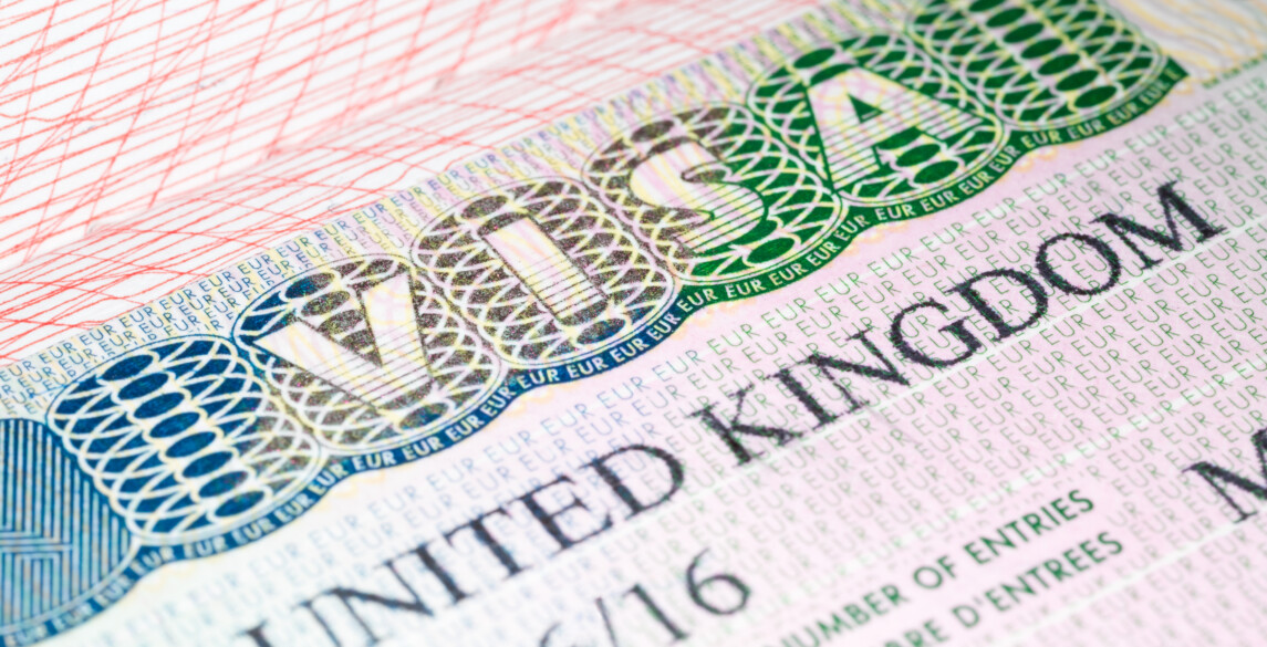 Close up of a visa