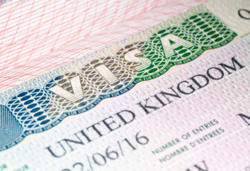 Close up of a visa