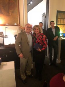 Cathy Whitener accepts sales award from Jimmy Murray