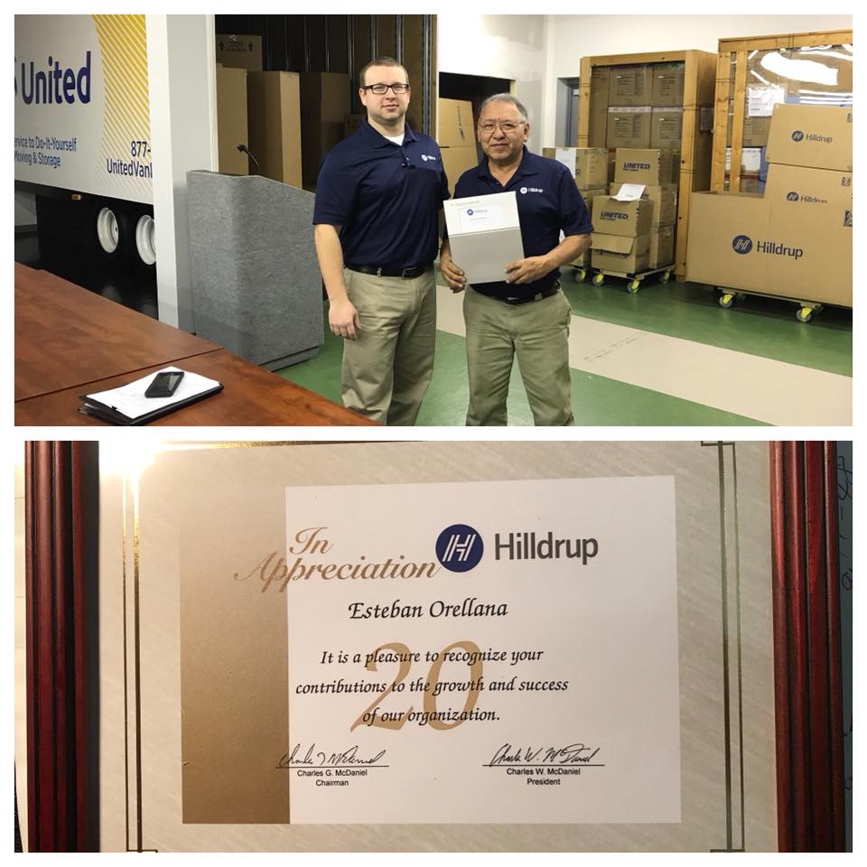 Image for Hilldrup Thanks Esteban Orellano for Over 20 Years of Service