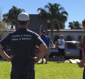 Hilldrup employees playing cornhole