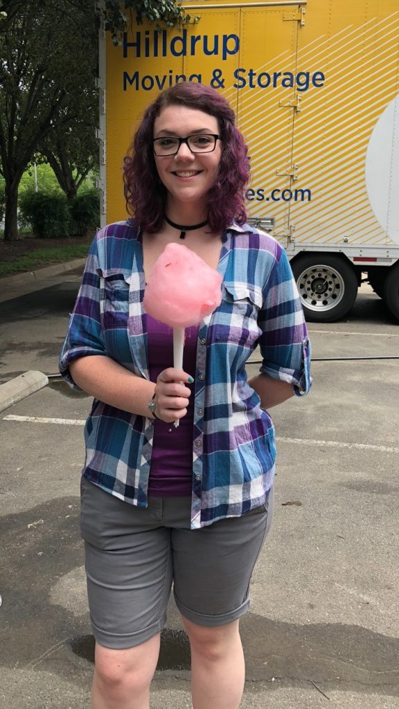 Amanda Strawn with cotton candy at the summer carnival