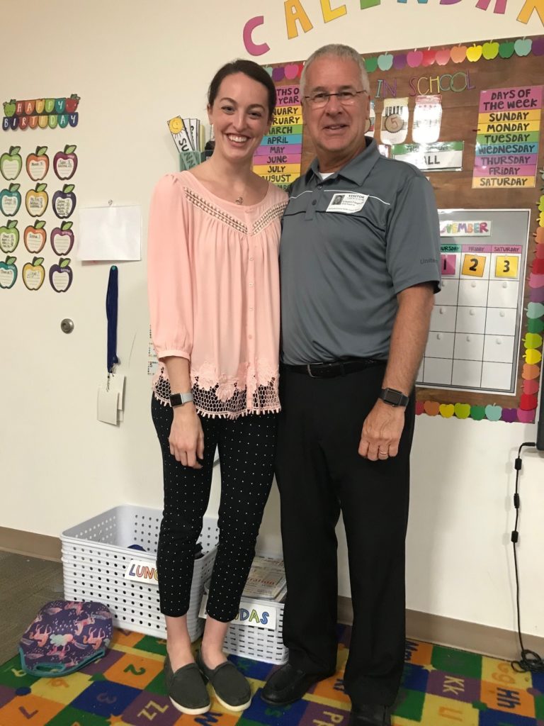 Ed Fitzgerald with his daughter, Carly in her classroom