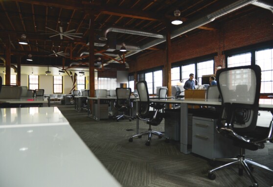 Modern workspace with 2 employees