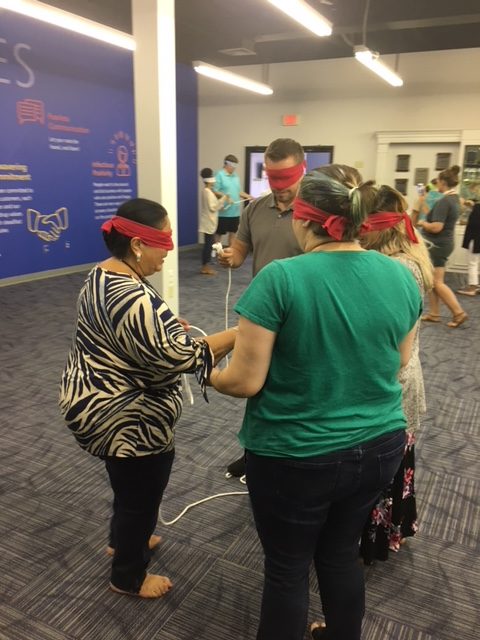 Hilldrup International team doing a team activity