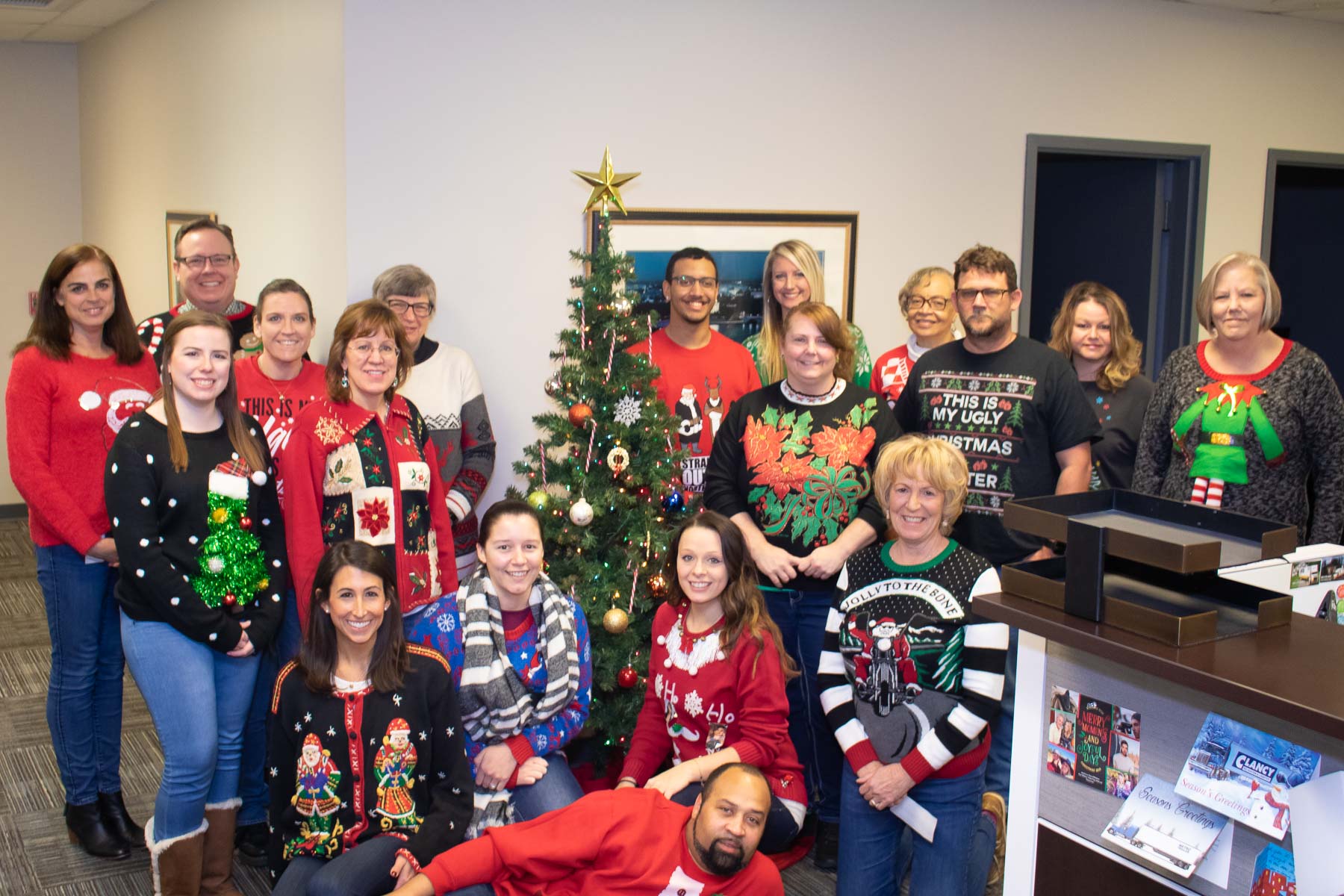 Hilldrup team wears festive hats for Christmas season