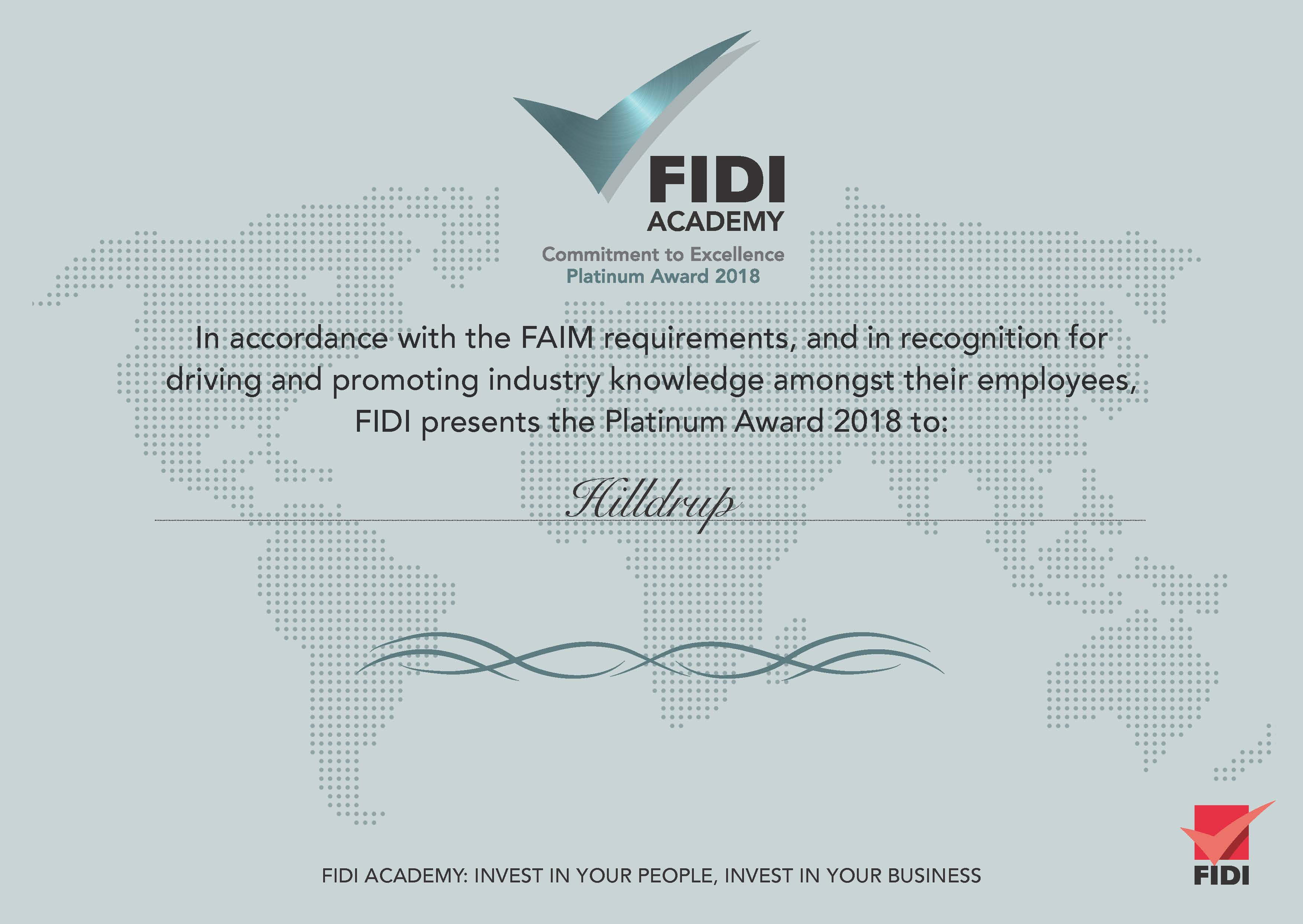 Image for Hilldrup Earns FIDI Academy Platinum Award 2018