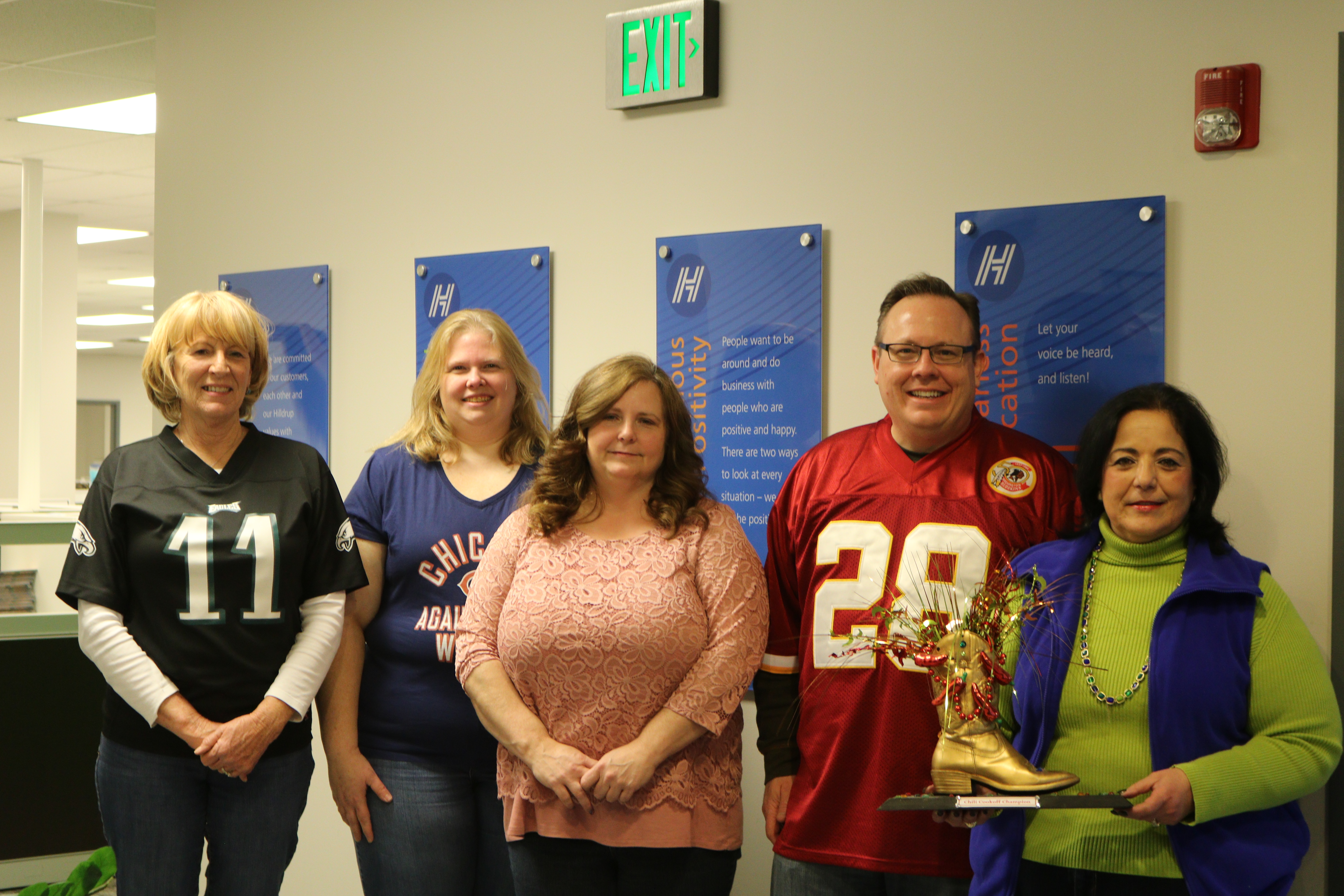 Hilldrup employees sporting their favorite sports teams