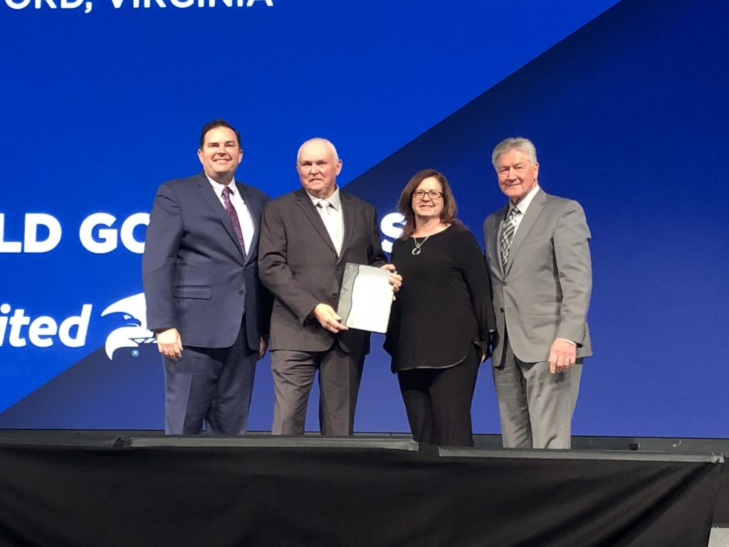 Johnny Abbott and his wife, Alice with Marc Rogers and Barry Vaughn of UniGroup