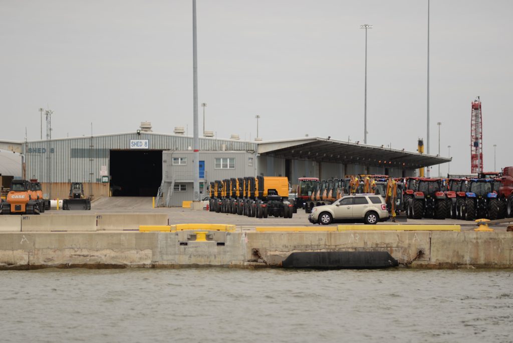 Tractors on dock at the port of Baltimore