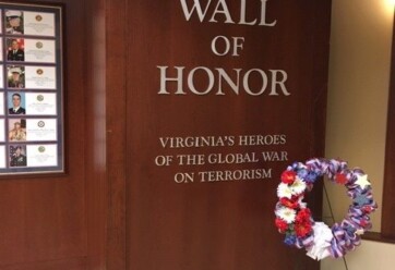 The entrance to the Virginia Wall of Honor Memorial in Richmond