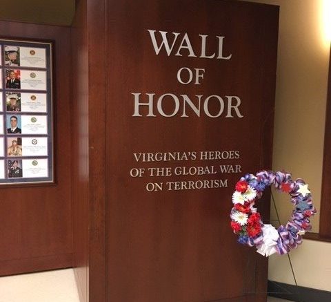 The entrance to the Virginia Wall of Honor Memorial in Richmond