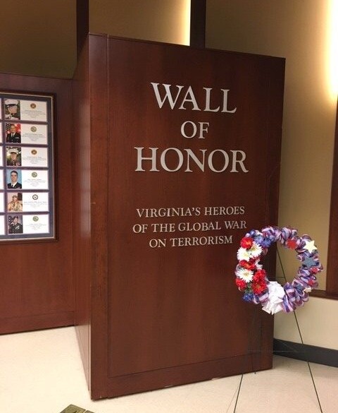 The entrance to the Virginia Wall of Honor Memorial in Richmond