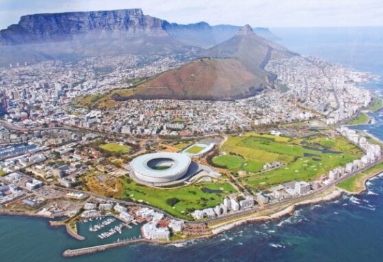 An aerial view of a town in Africa