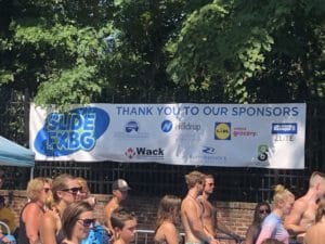 A banner with sponsors of the SLIDEFXBG event