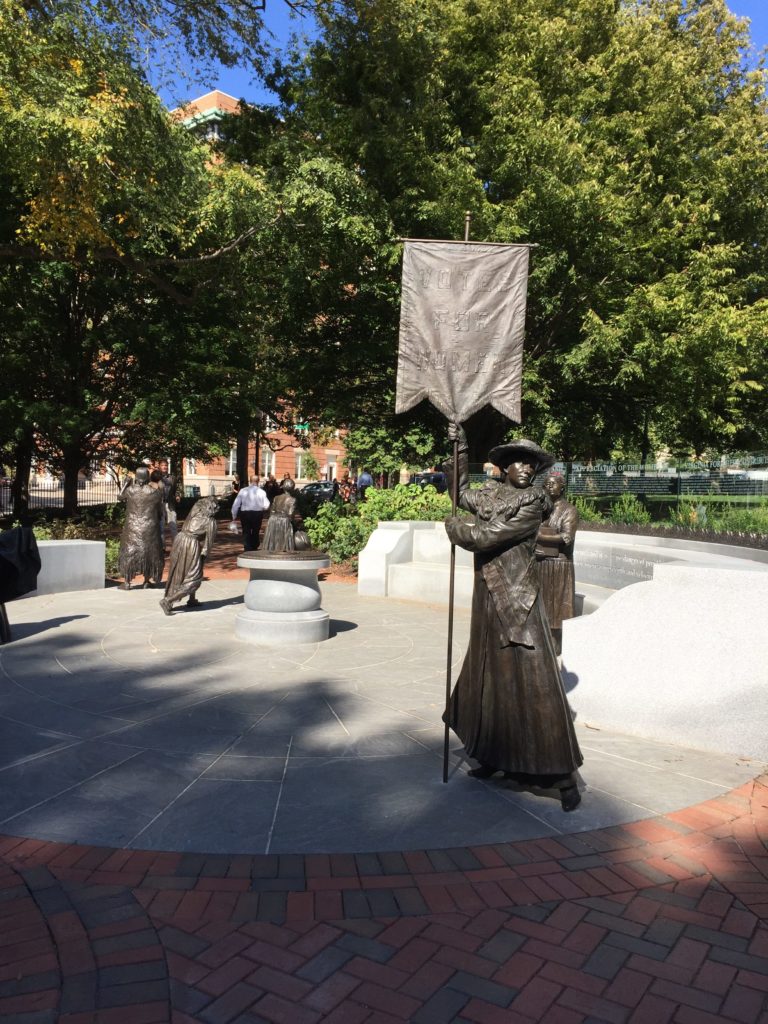 Bronze statue of Adele Clark, an artist and suffragist