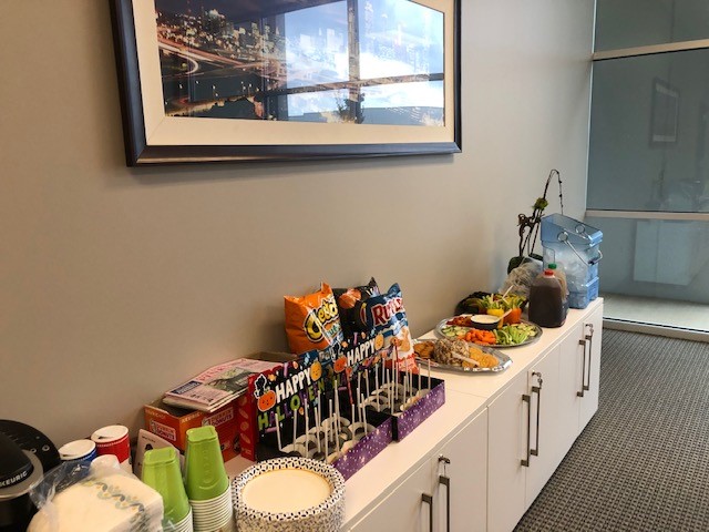 A potluck of food set out in our Atlanta office to celebrate Halloween 2019