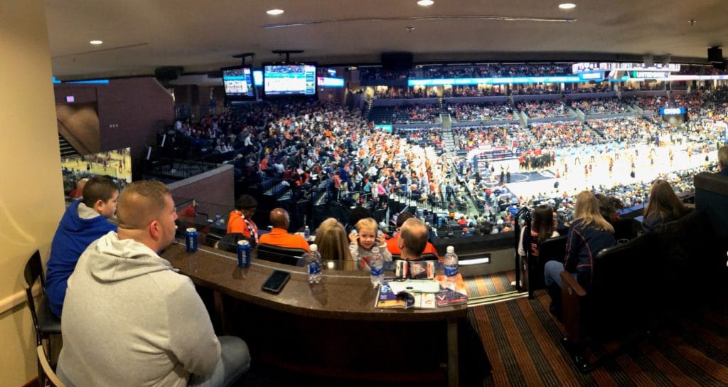 Our team enjoys the view at the UVA game. 