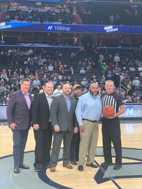 Members of our Hilldrup team were a part of the game ball presentation at halfcourt 