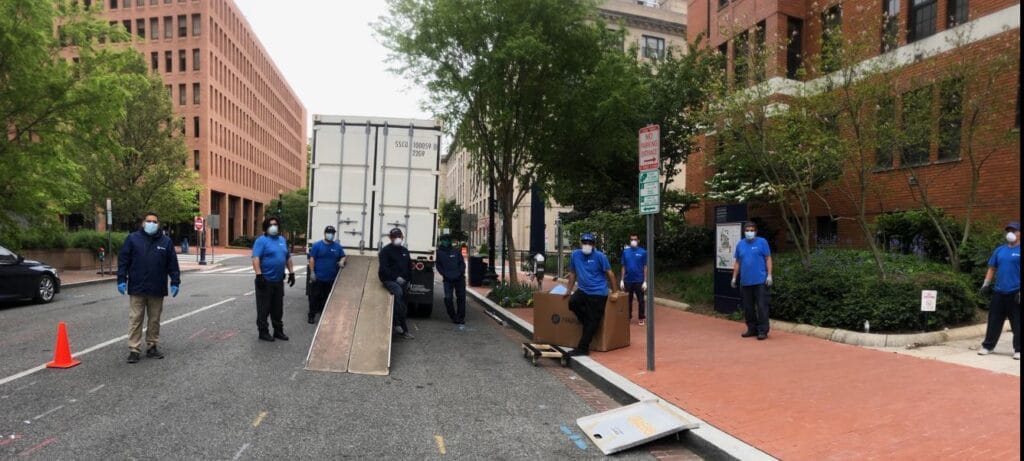 Team Hilldrup is pictured during our work with GWU to assist in moving out students' dorm items amongst COVID-19