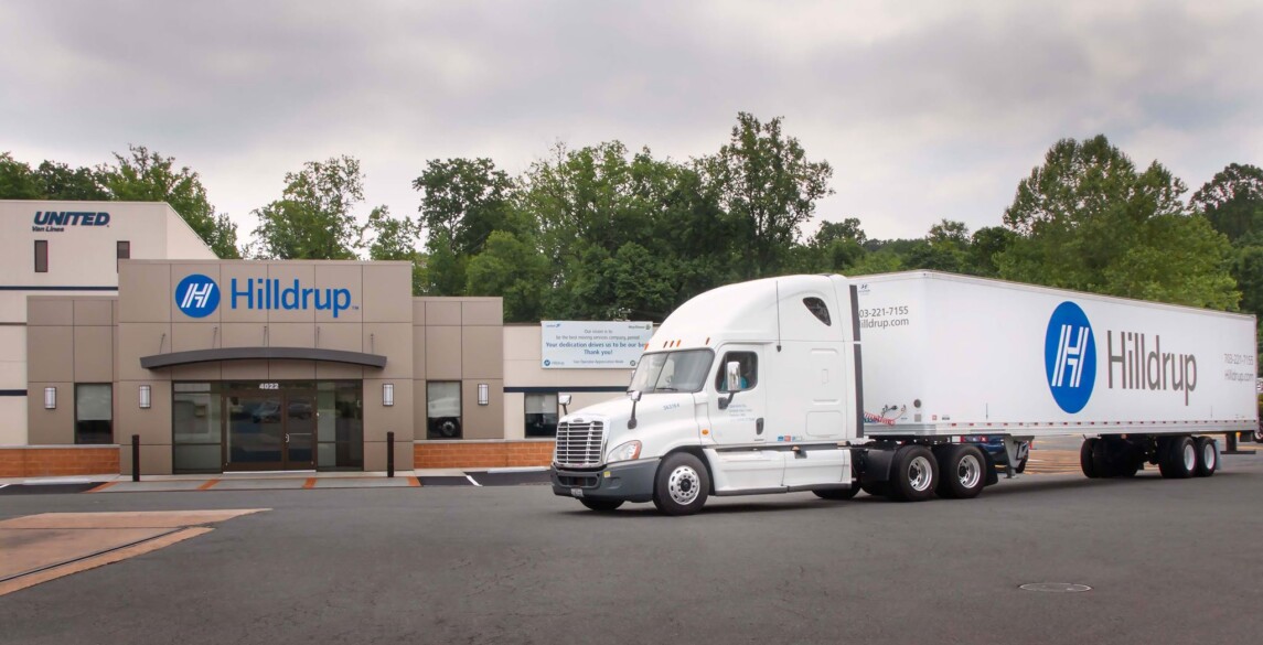 Hilldrup truck in front of Stafford office