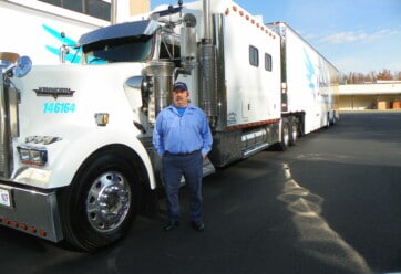 Dennis Putnam stands outside his truck at Stafford's Corporate Headquarters in Stafford, VA.