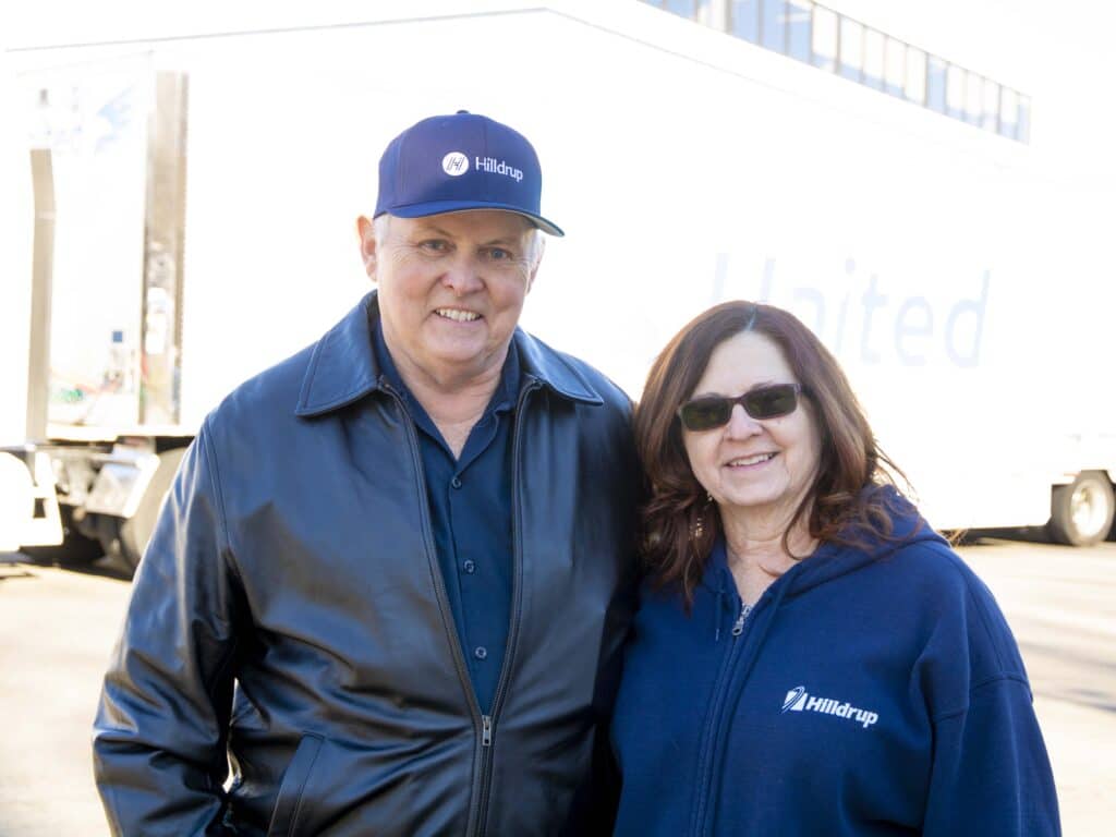 Johnny Abbott and his wife Alice at Hilldrup's corporate headquarters. 