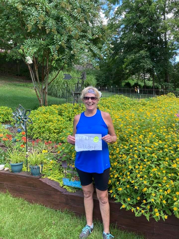 Toni Mohrman of Hilldrup's Stafford office participates in the Stafford virtual 5k. 