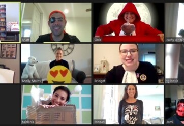 Hilldrup's Quality department has a virtual happy hour together.