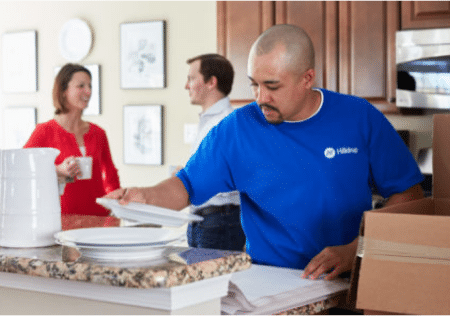 An employee packing items.