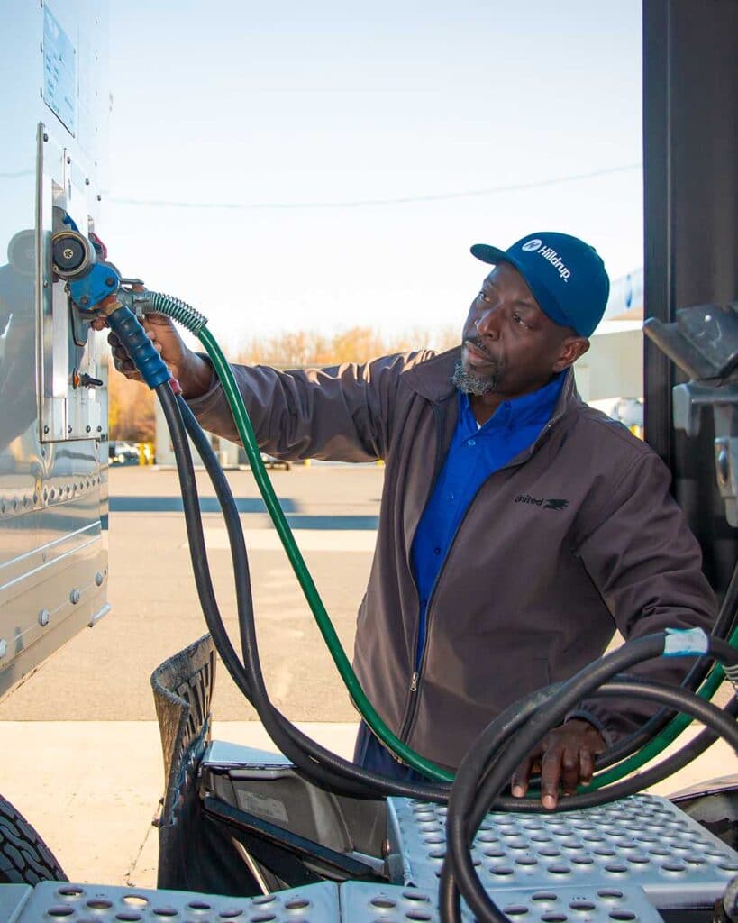 Hilldrup Van Operator, Olu Osinowo prepares his truck for a move.