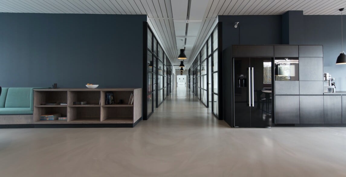 Empty room and hallway of a contemporary office building.