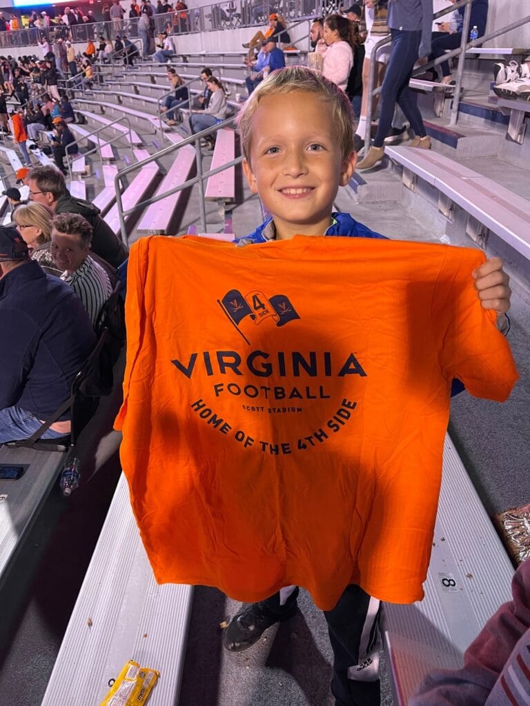 Kyle Mackenzie's son at the UVA game. 