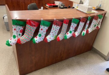 Stockings on desk