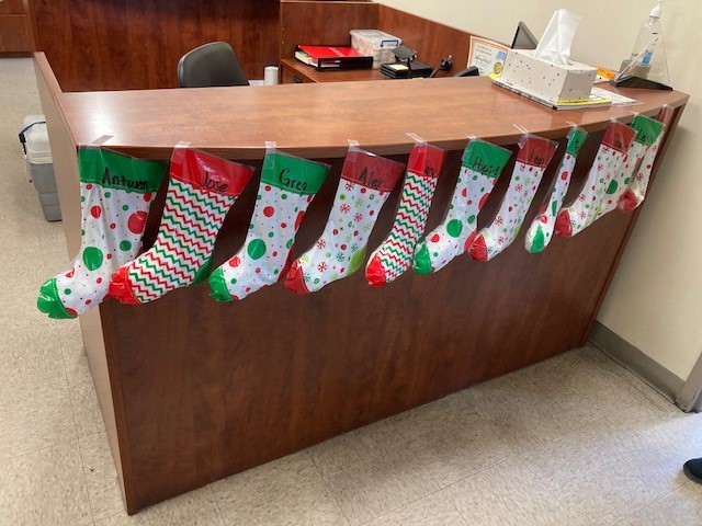 Stockings on desk