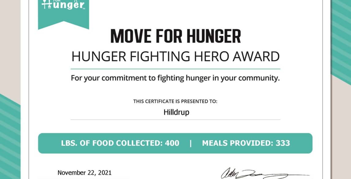 Move For Hunger Certificate